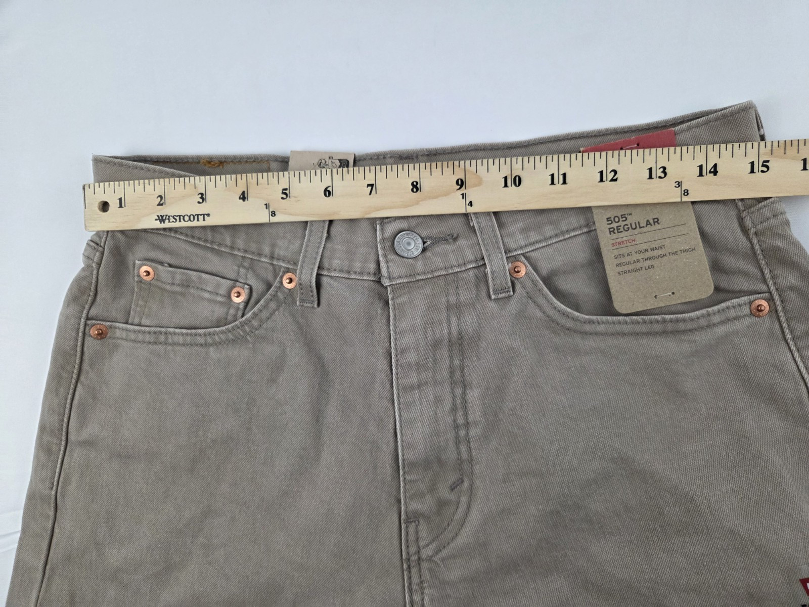 Levis Mens Jeans 505 Regular Straight Leg Stretch Size 30X30 Sand Brown
