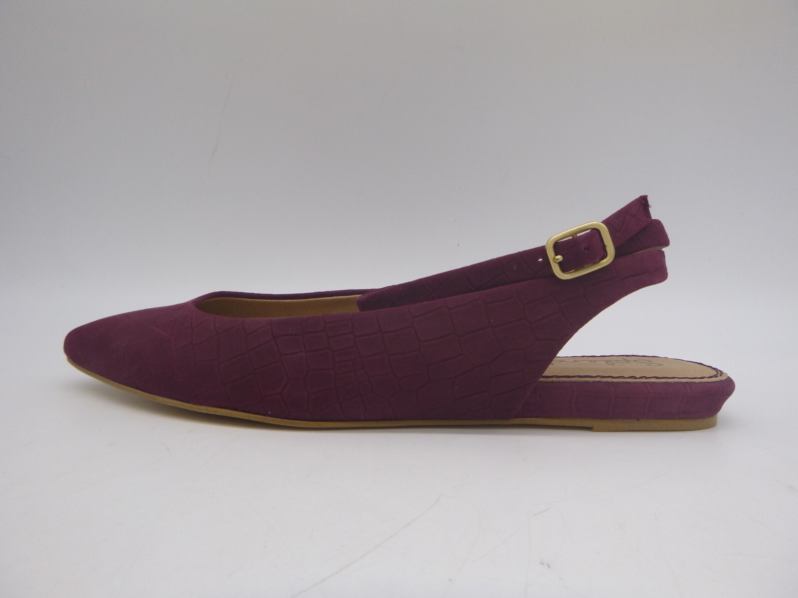 Splendid Selia Burgundy Purple Slingback Flats Sz 8 M Ankle Strap Snake Embossed