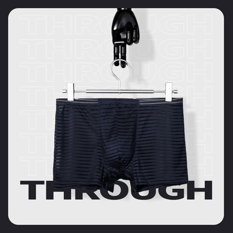 Men’s Sexy Underwear Breathable Briefs U-Pouch Boxers Striped Shorts Underpants