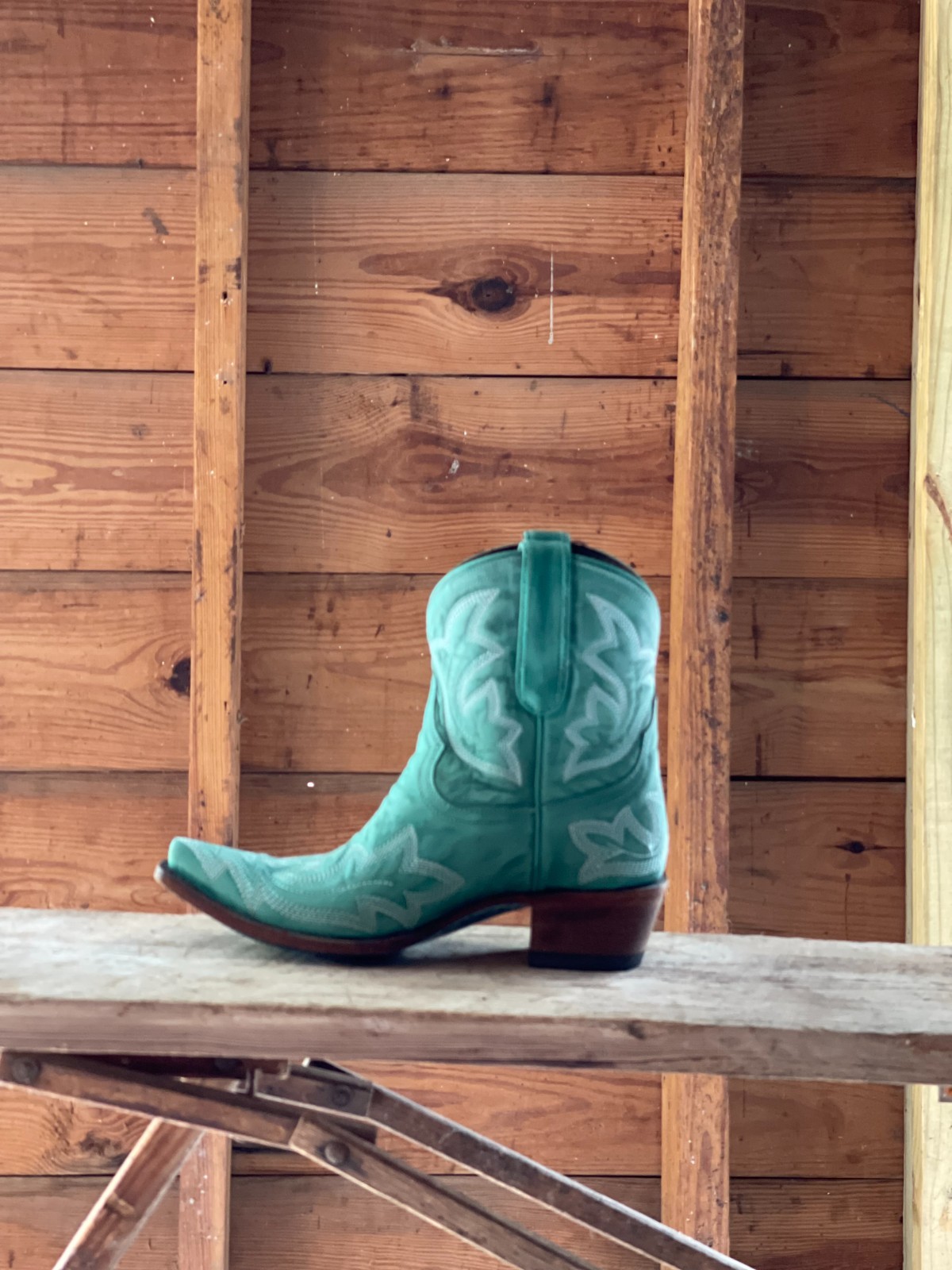 Lane Turquoise Western Ankle Boot – Pointed Toe Cowgirl Booties Size 9