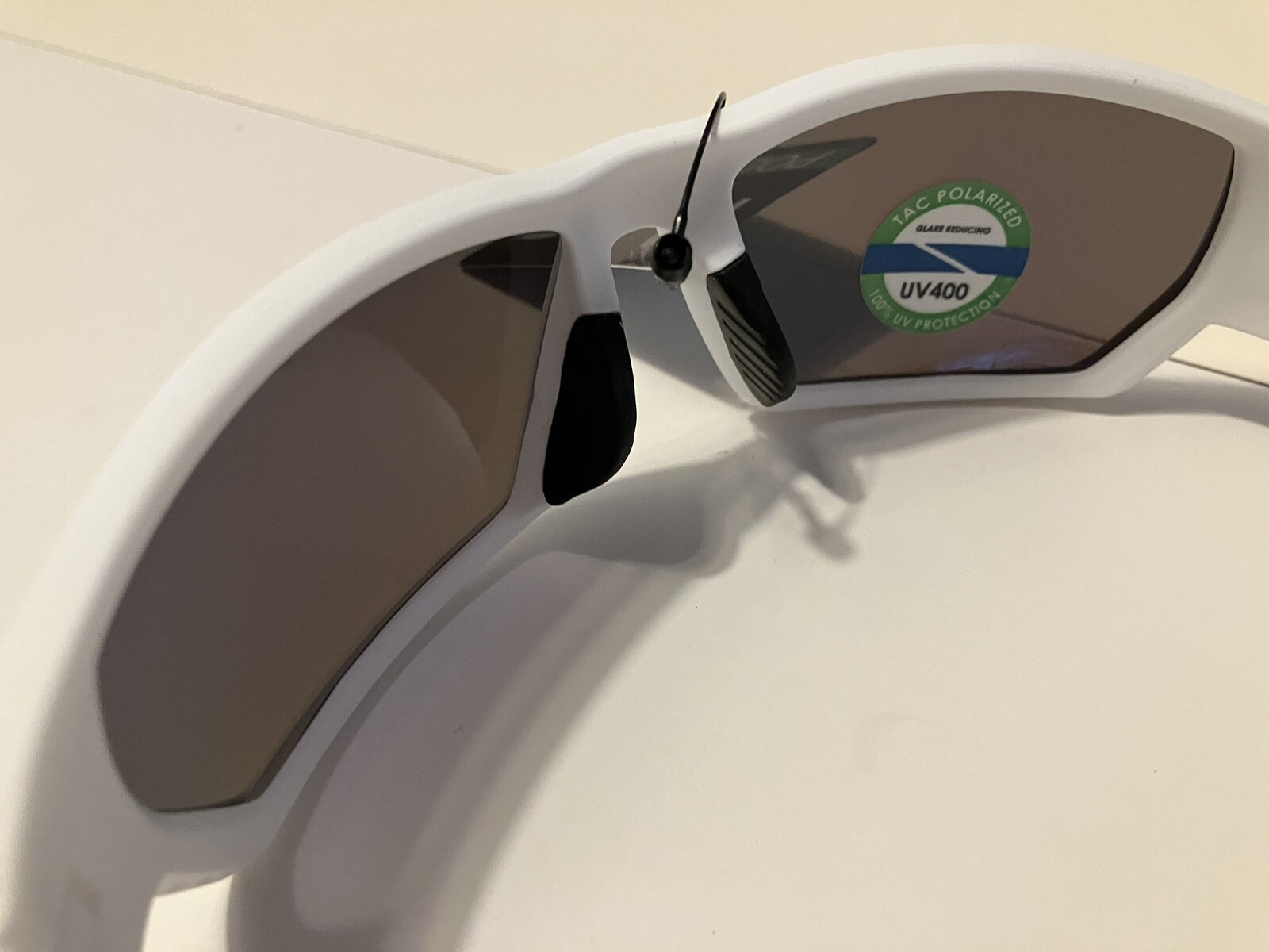 RAZE Eyewear Sunglasses Sonar Polarized White Blue Mirror Smoke 28444
