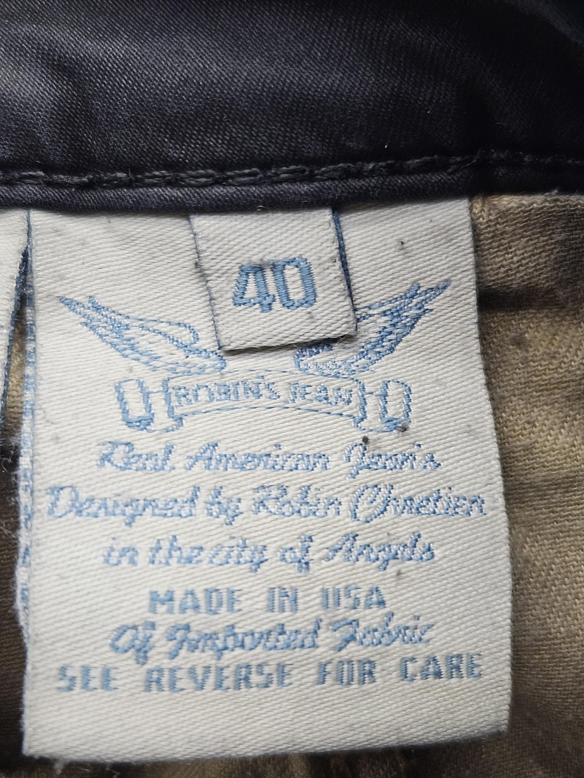 Robin’s Jean Pants Mens 40×30 Black Cargo Buckle Pockets USA Embroidered Wings