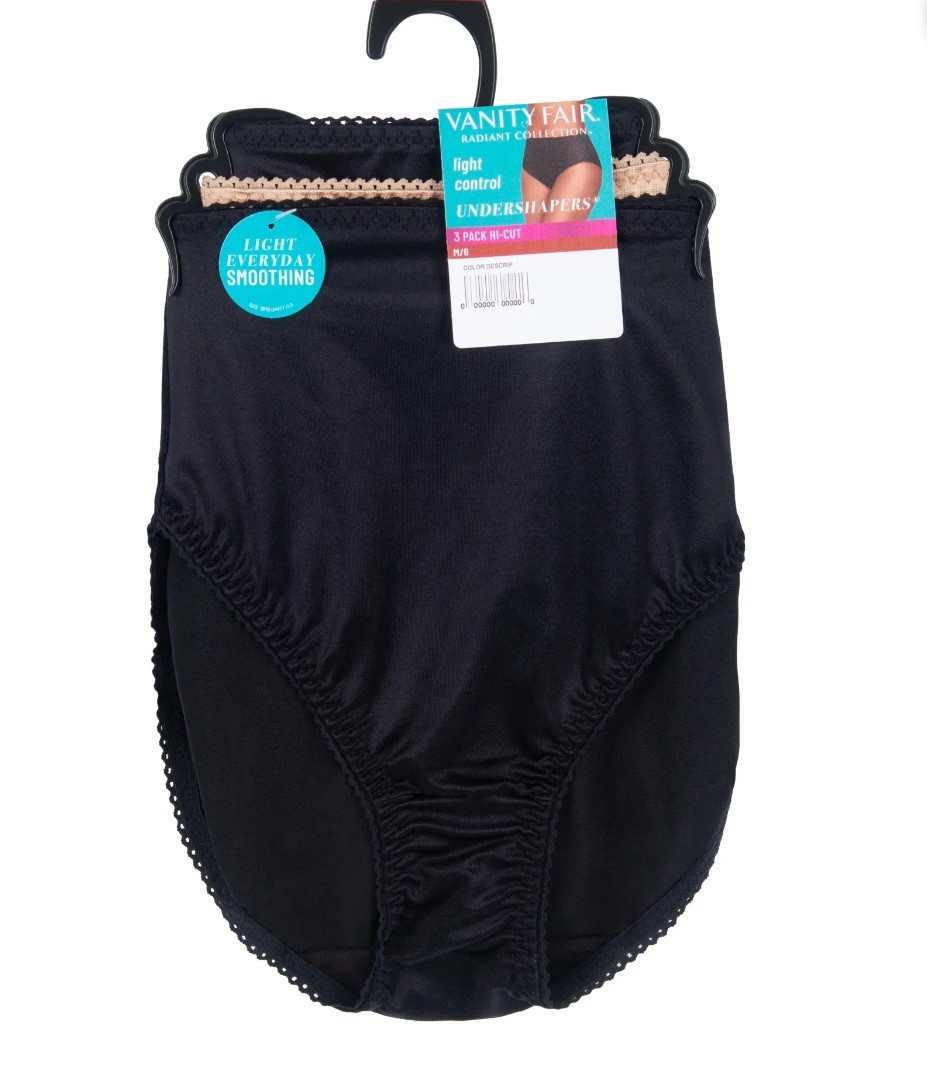 3-Pack VANITY FAIR Radiant Women’s 5XL Undershapers Hi-Cut Satin Briefs