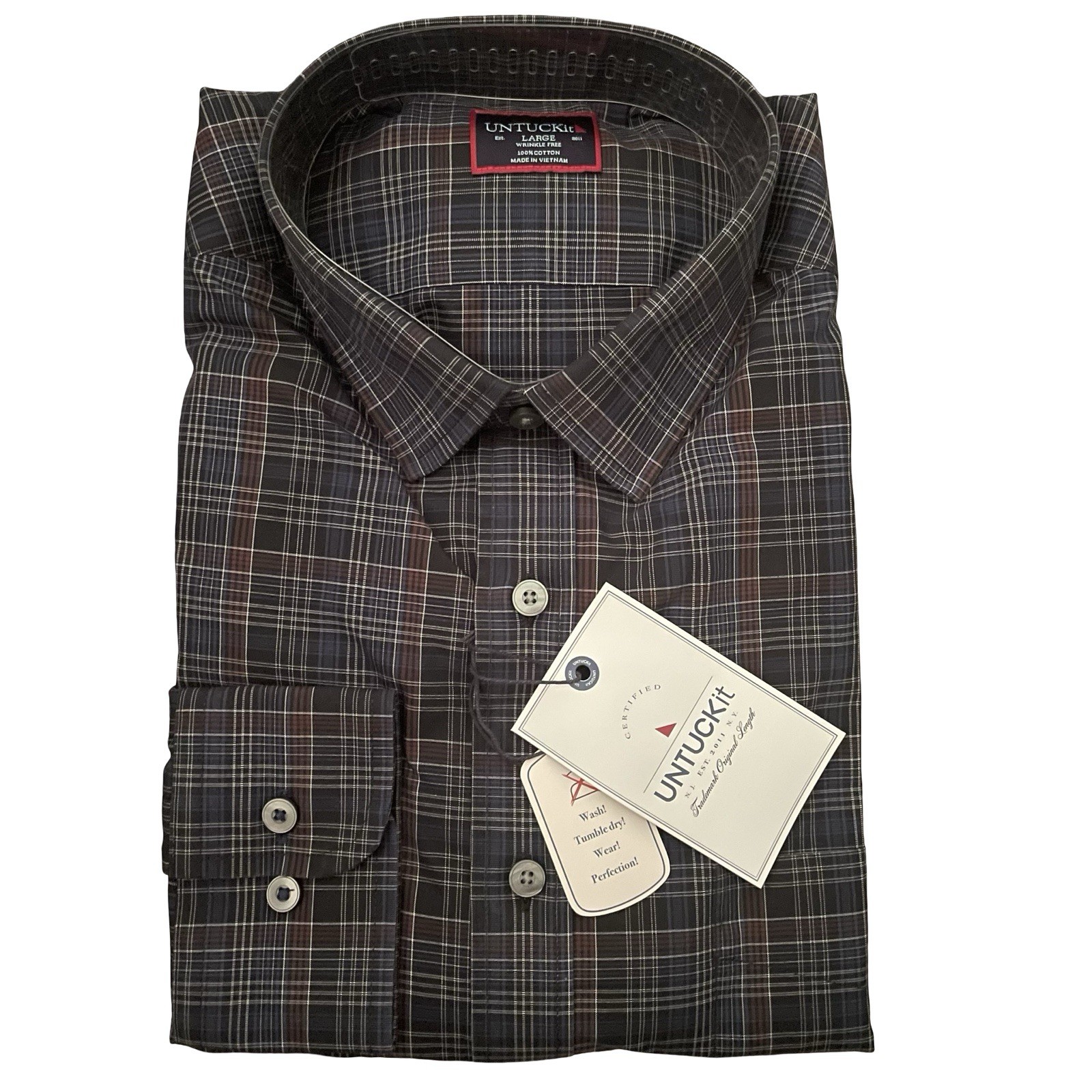 UNTUCKit Cordero Regular Fit Blue Wrinkle Free Button Shirt Size Large