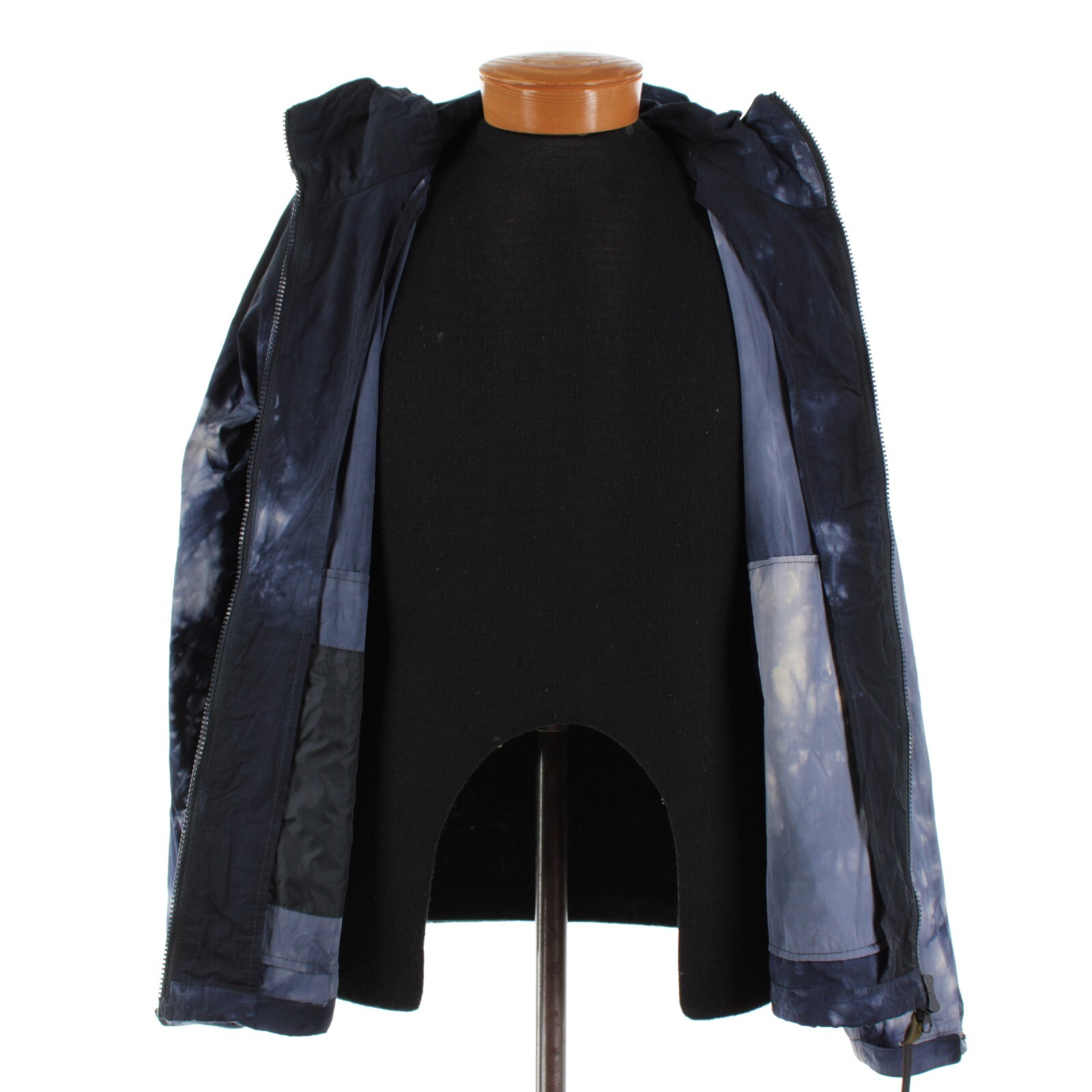 Aspesi NWT 100% Polyamide Hooded Shell Jacket Size Large In Blue Tie-Dye