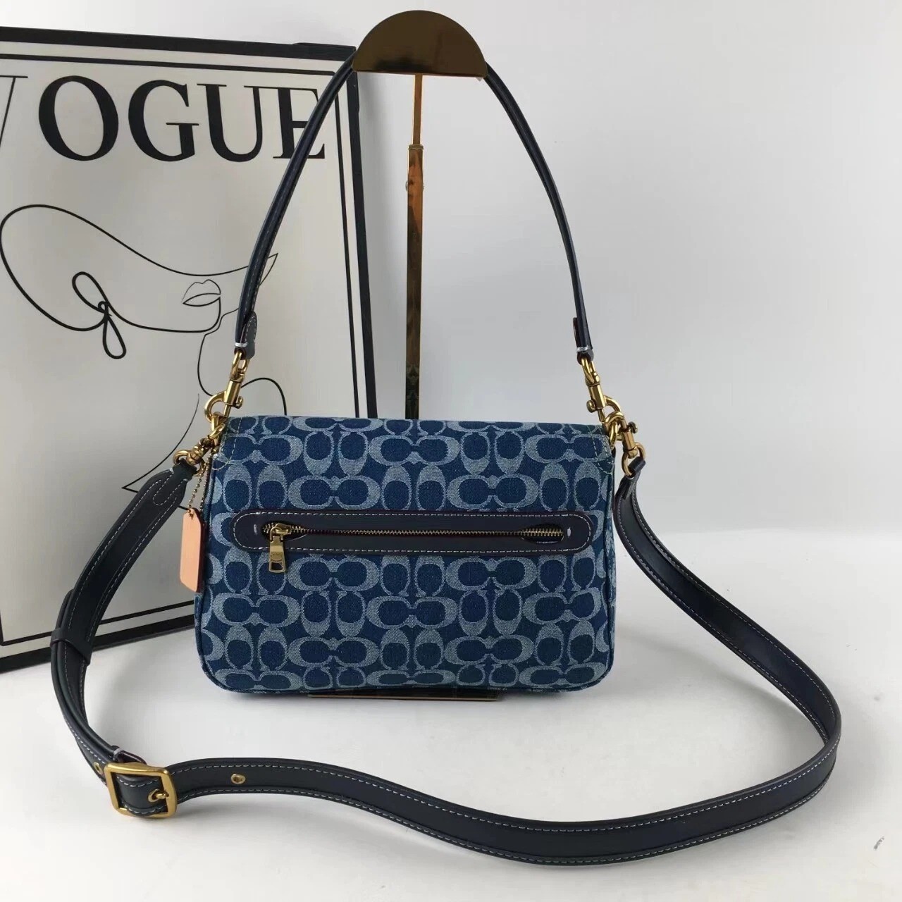 Model Number CA105 Soft Tabby Shoulder Signature Denim Leather Blue Outlet
