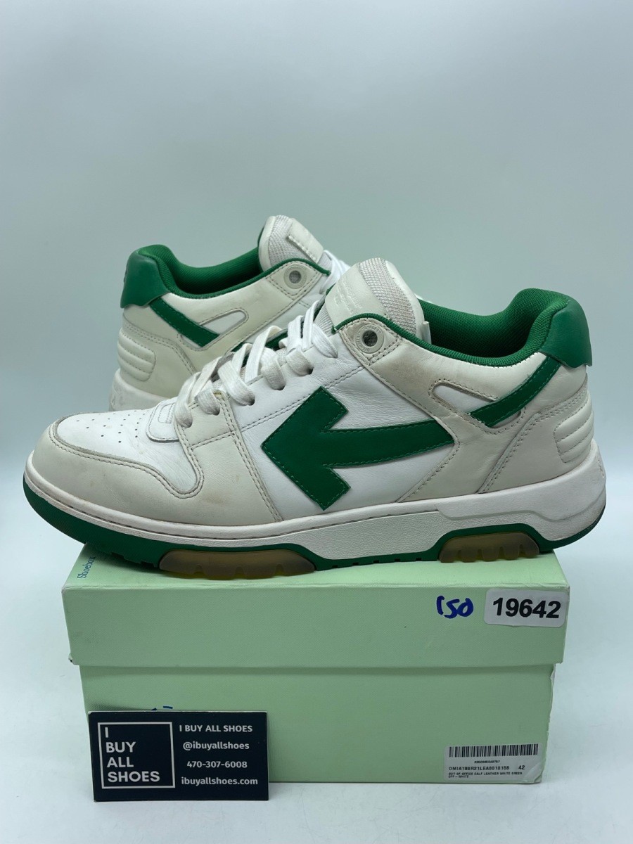 OFF-WHITE Out Of Office “OOO” Low Tops White Green 2021 42 (Moderately W Size 42