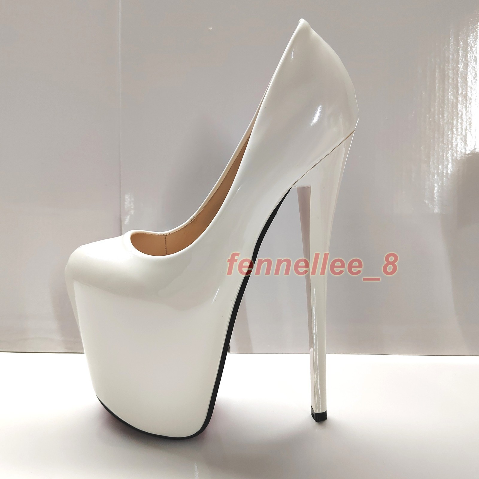 19cm Super High Stiletto Heel Platform Patent Leather Women Pumps Nightclub Sexy