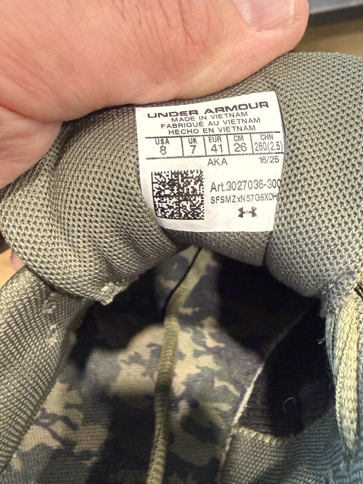 Under Armour Assert 9 Green Camo size 9