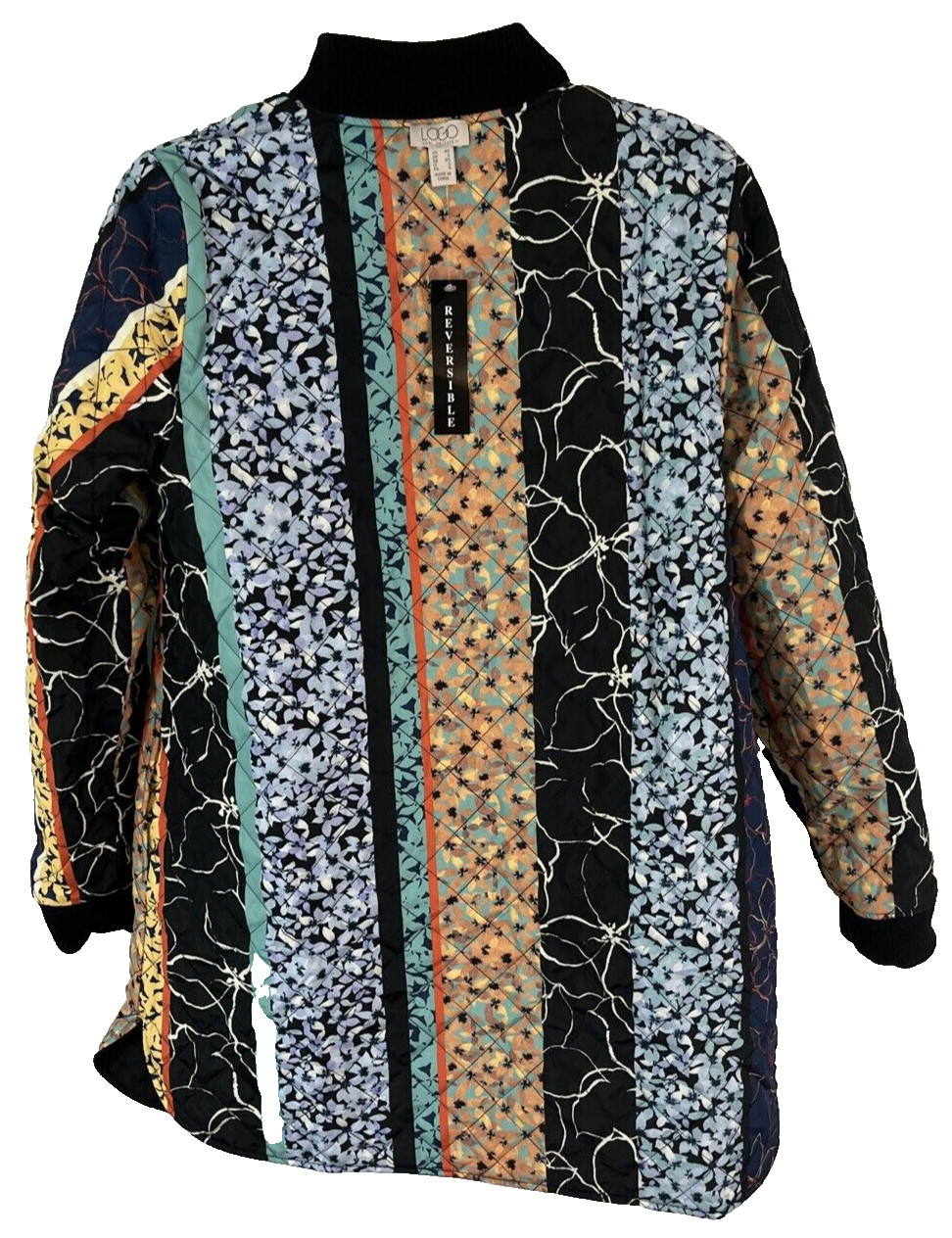 LOGO by Lori Goldstein Reversible Quilted Zip Front Jacket Womens XS A370305