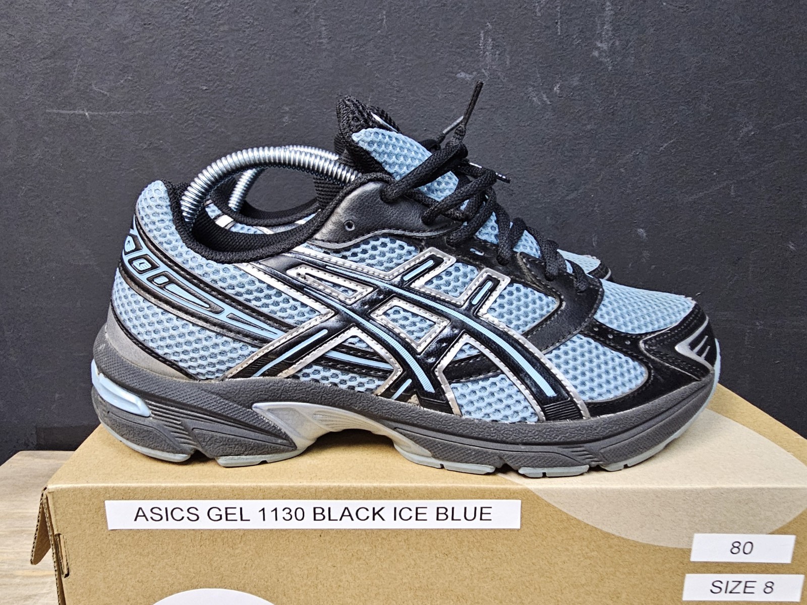 Size 8 – ASICS Gel 1130 Black Ice Blue Excellent Condition With Original Box 🔥