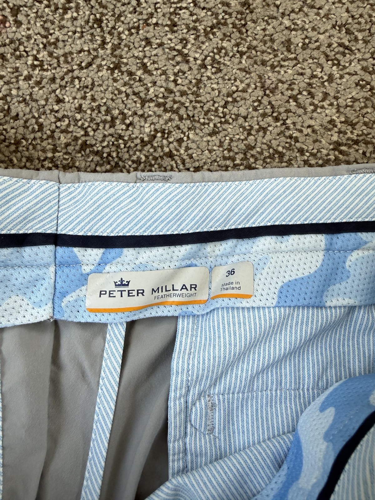 Peter Millar Featherweight Seersucker Shorts Perf Nylon Poly Multicolor 36