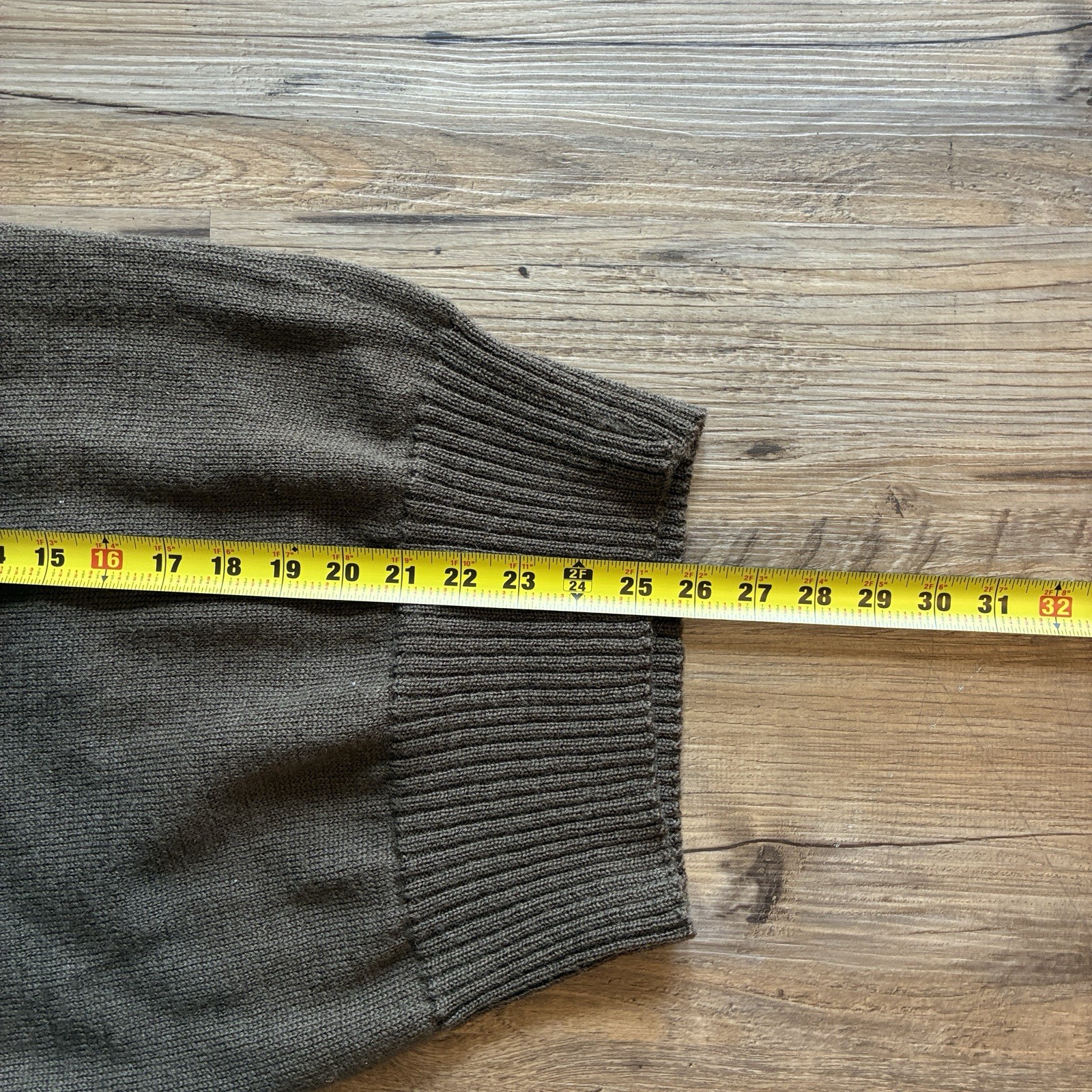 Jack Young Associates Inc Military Brown Wool Knit Sweater SHRUNKEN