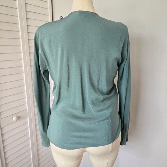 Vintage Gianni Versace Silk Blouse 90s Y2K Minimalist Floral Embroidery IT 39 M