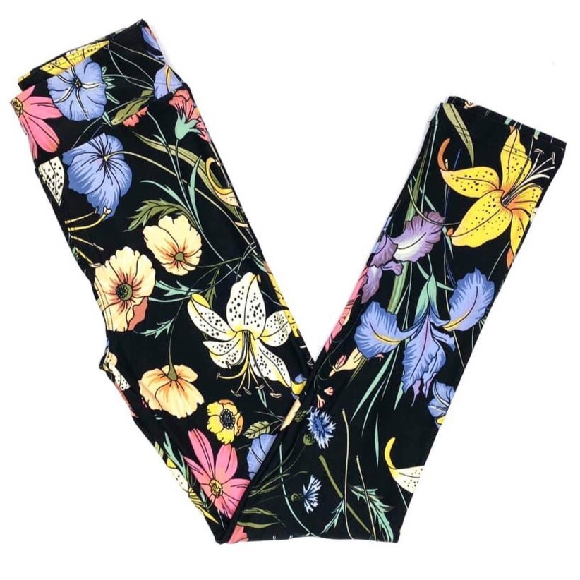 OS LuLaRoe Leggings ~ MUTICOLOR FLORAL PATTERN ~ Size 2-10 ONE SIZE, blue yellow