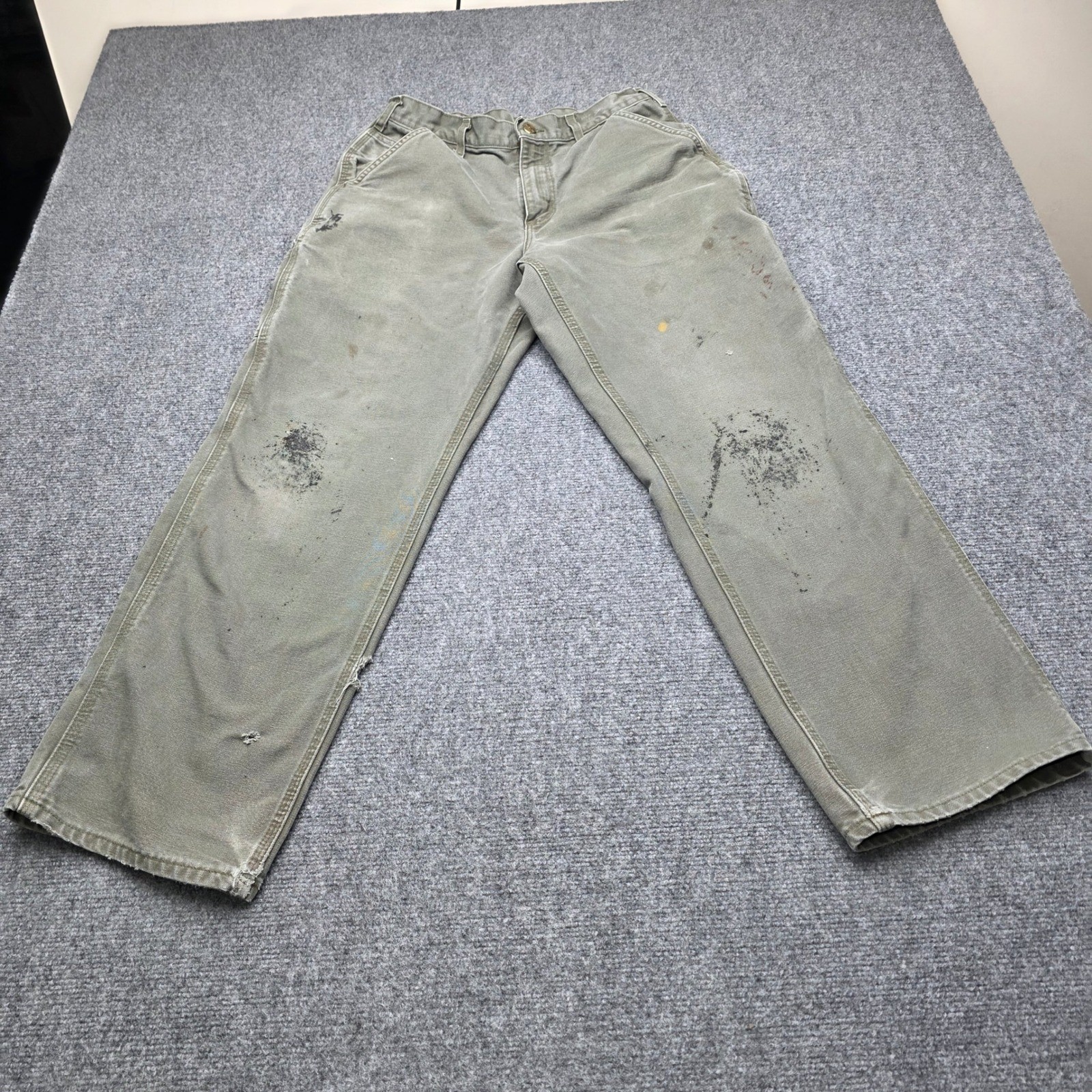 Carhartt 32X30 B11 MOS Carpenter Pants Green Canvas Duck Workwear