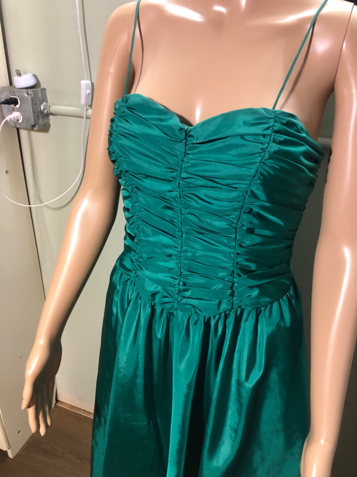 Vintage 80s Liz Claiborne Teal Taffeta Strapless Prom Party DressSweetheart XS