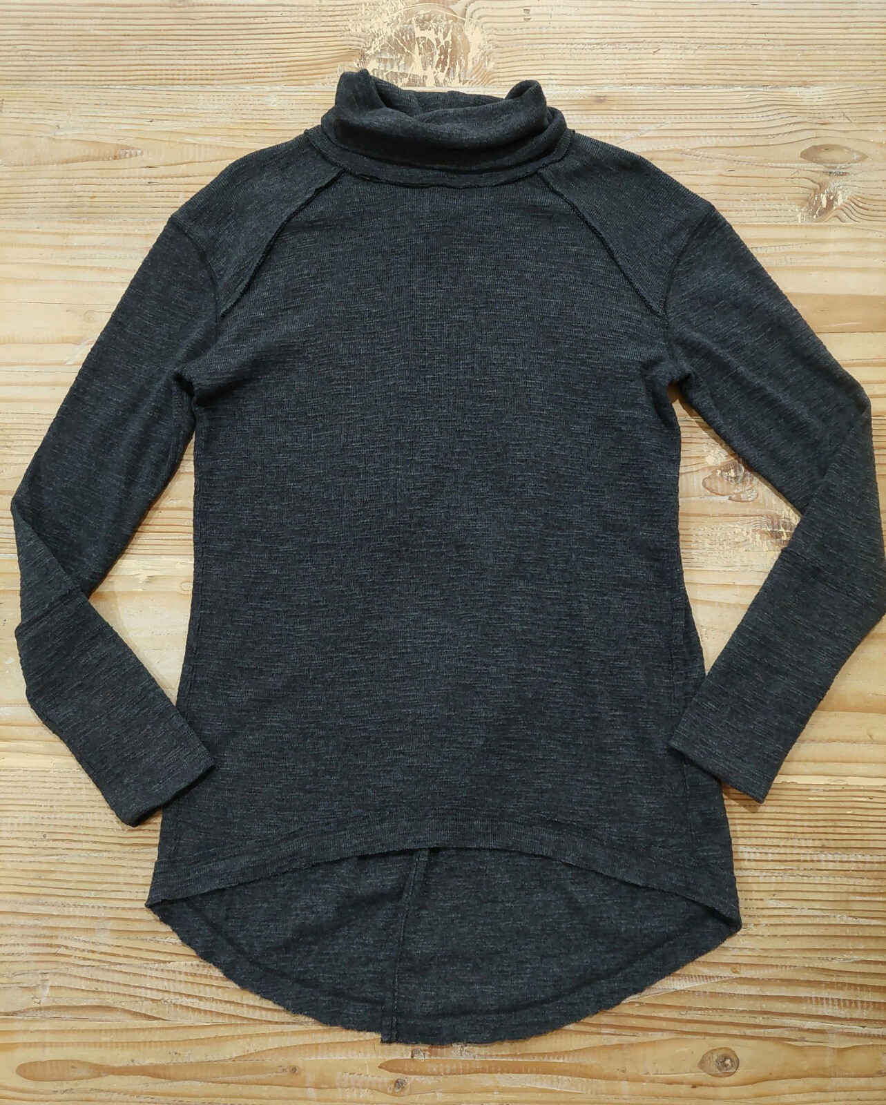 Free People Womens Mock Neck Split Back Long Sleeve Size Small Gray
