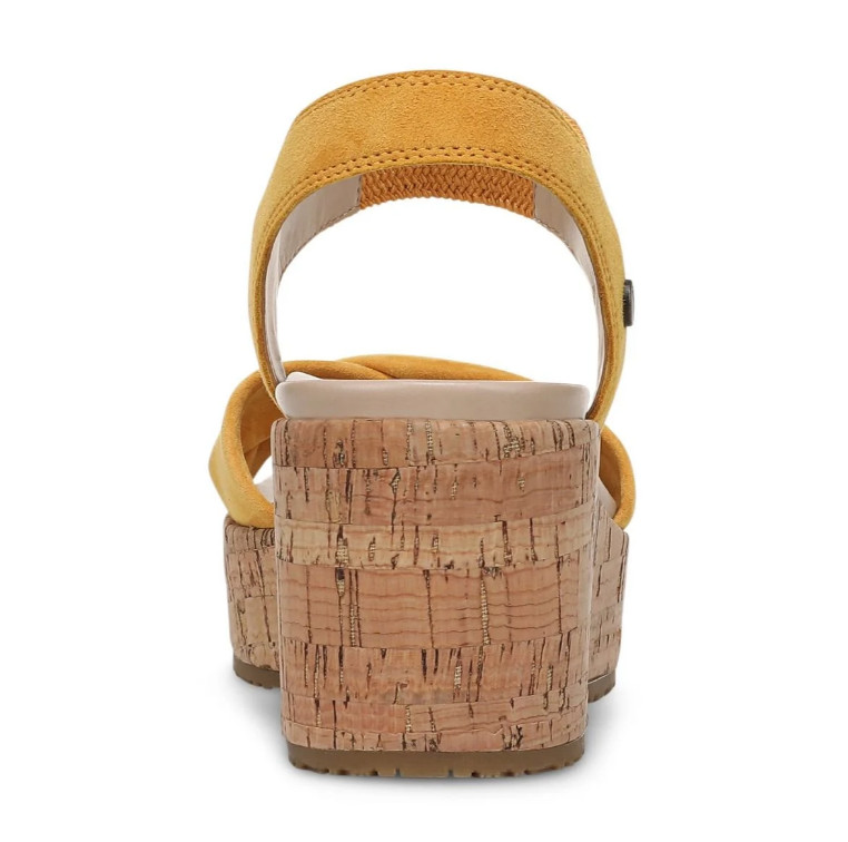 Vionic’s Darla Espadrille Wedge Sandal, Amber Yellow Suede