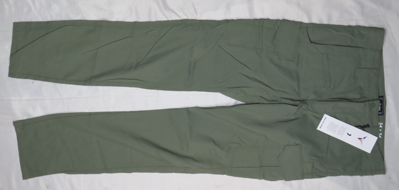 TRYBE TACTICAL MENS 34X34 OLIVE GREEN SLIM CARGO PANT STRETCH NYLON CANVAS NWT
