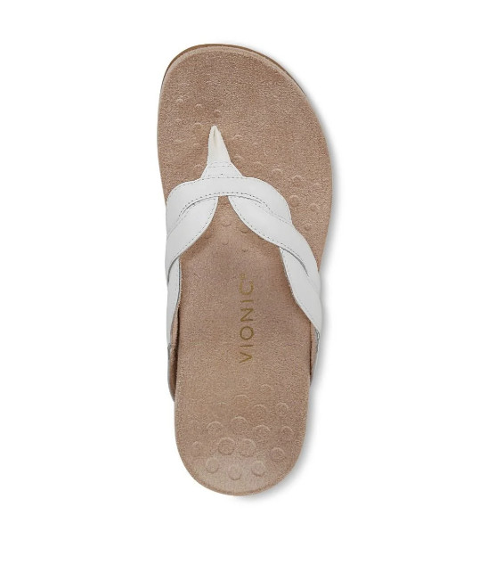 VIONIC Bella Braid Toe Post Sandal, White Nappa