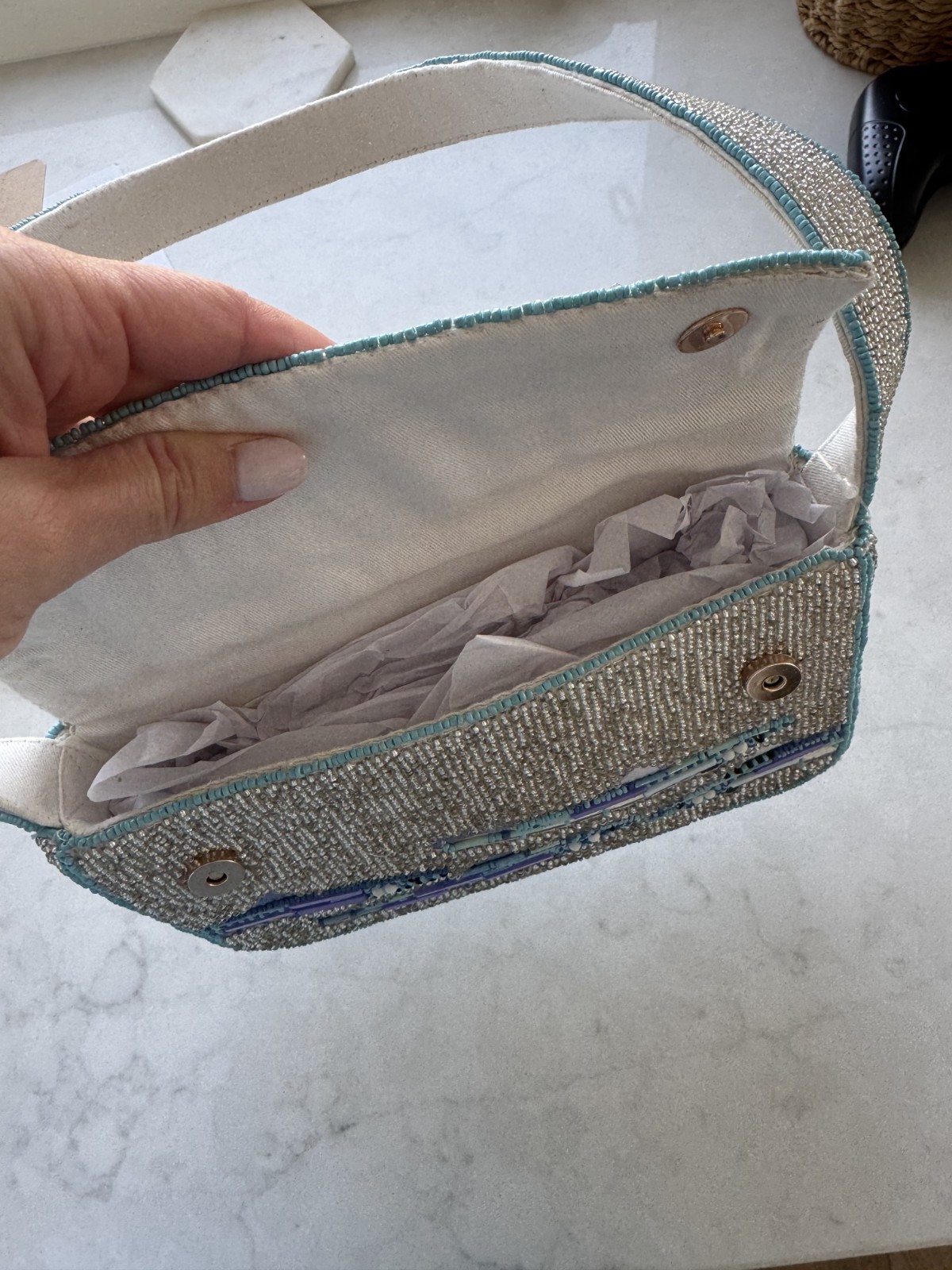 Fiona Beaded Bag FOOD & DRINK Edition Anthropologie Sardines Fish New