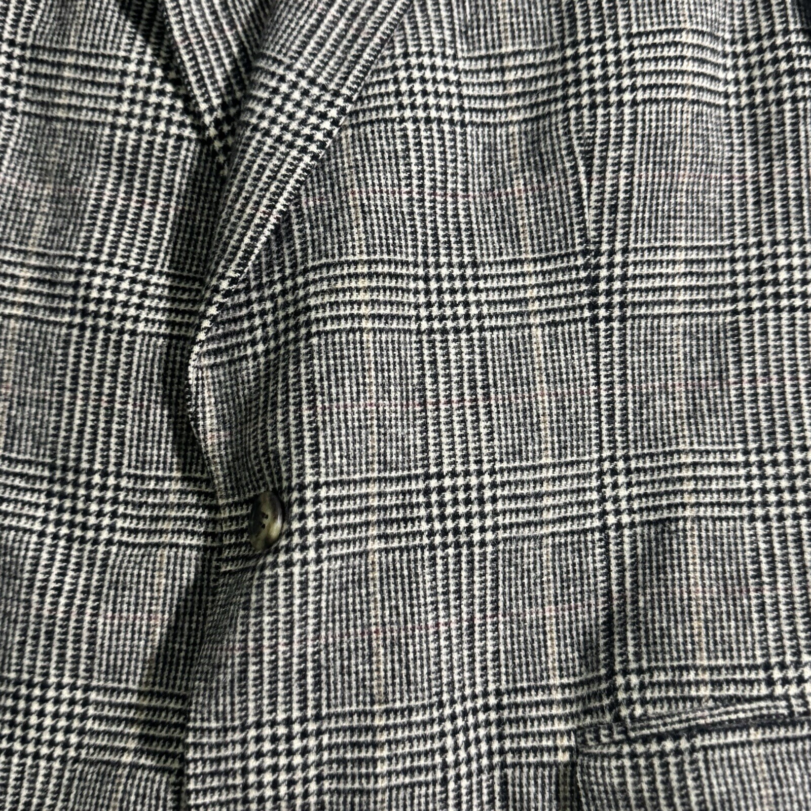 Vintage Brooks Brothers Blazer Mens 43 Regular Gray Houndstooth Plaid Camel Hair