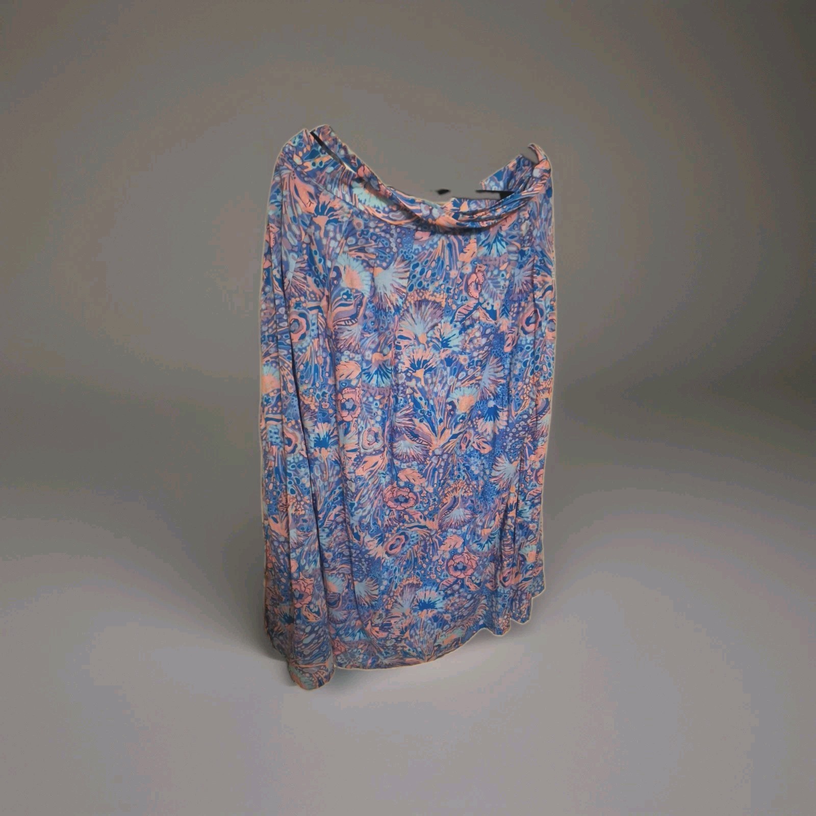 Talbots Multi Colored Blue&Coral Pink SZ 18 Full Length Lined Casual Skirt 0063