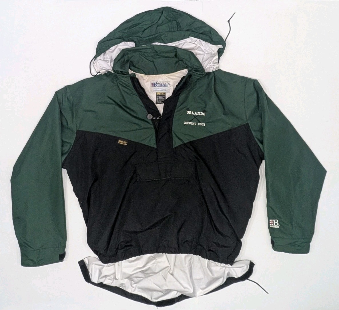 Gore-Tex Anorak Jacket Mens XL Orlando Rowing Club Black Droptail Hem Made USA