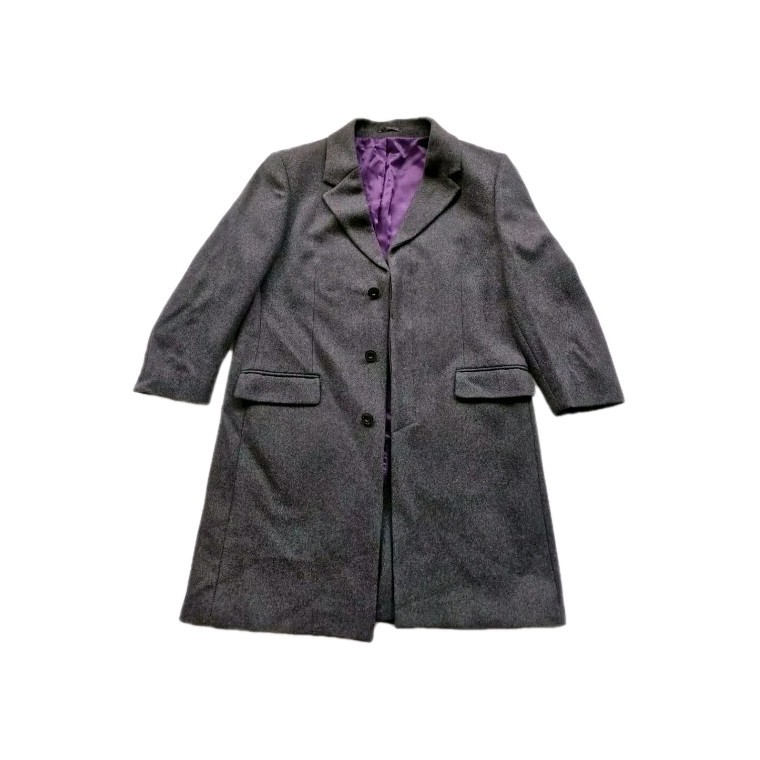 Richard Paul Menswear Grey Wool Blend Warm Winter Midi Overcoat Coat. Size UK XL