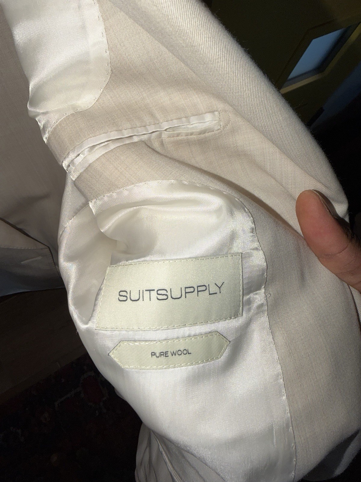 Suitsupply Beige/Sand Pure Wool TDouble-Breasted 2-Piece Suit Size 54EU/44US