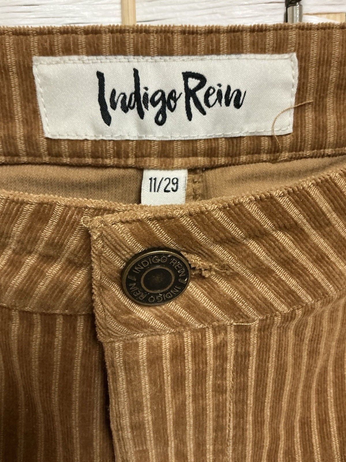 Indigo Rein Brown Striped Corduroy Skinny Jeans Juniors Size 11/29