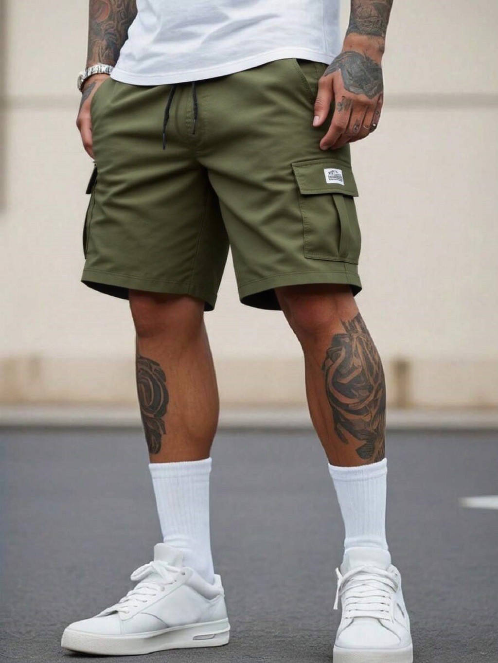 3 Pack Men Casual Cargo Short Elastic Waist Multi-Pocket Summer Streetwear Short