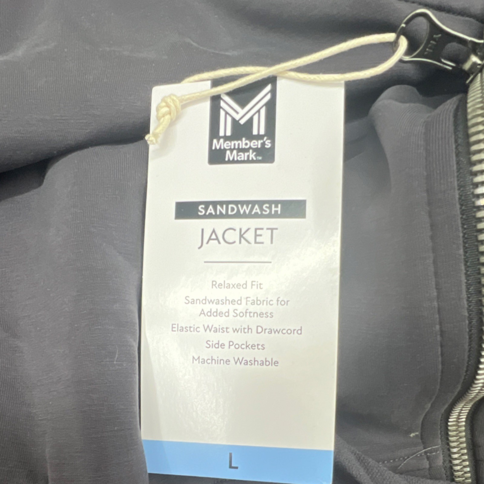 Member’s Mark Sandwash Jacket Black L Relaxed Fit Full Zip Mock Collar Pockets