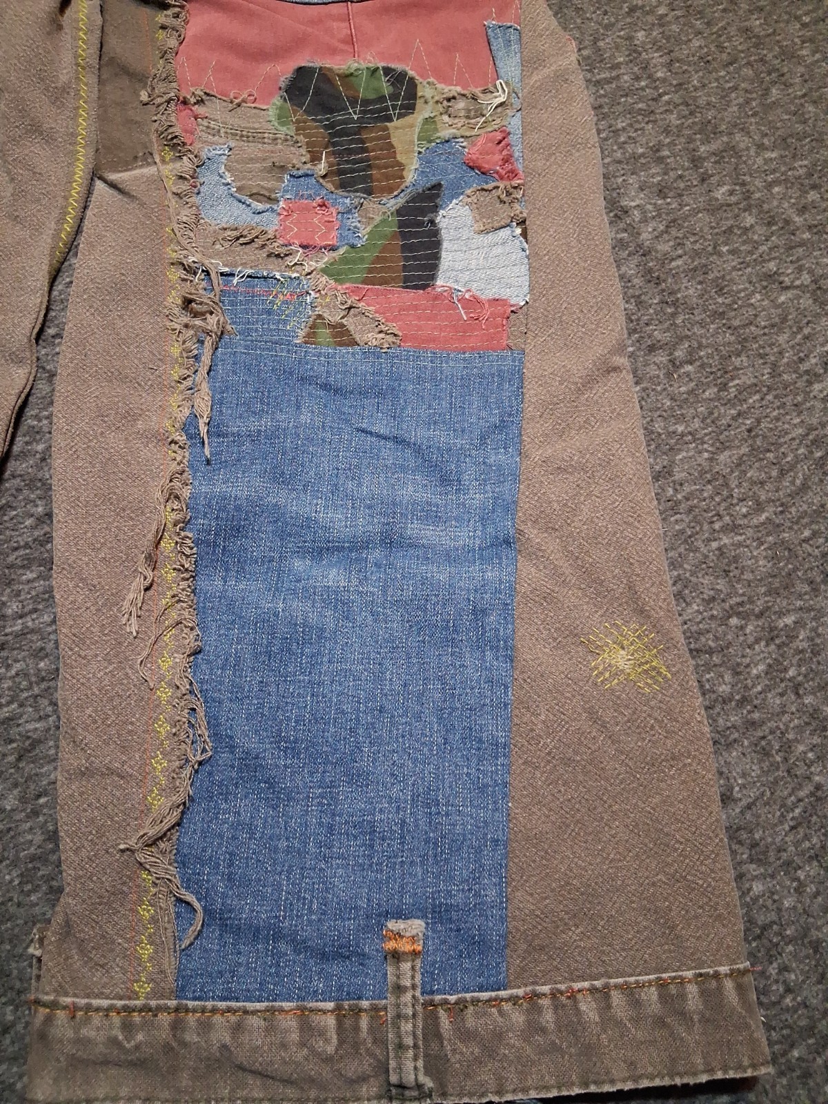 Handmade Patchwork Sz 32×28 Jeans StreetWear Distressed Carpenter Dopamine Camo