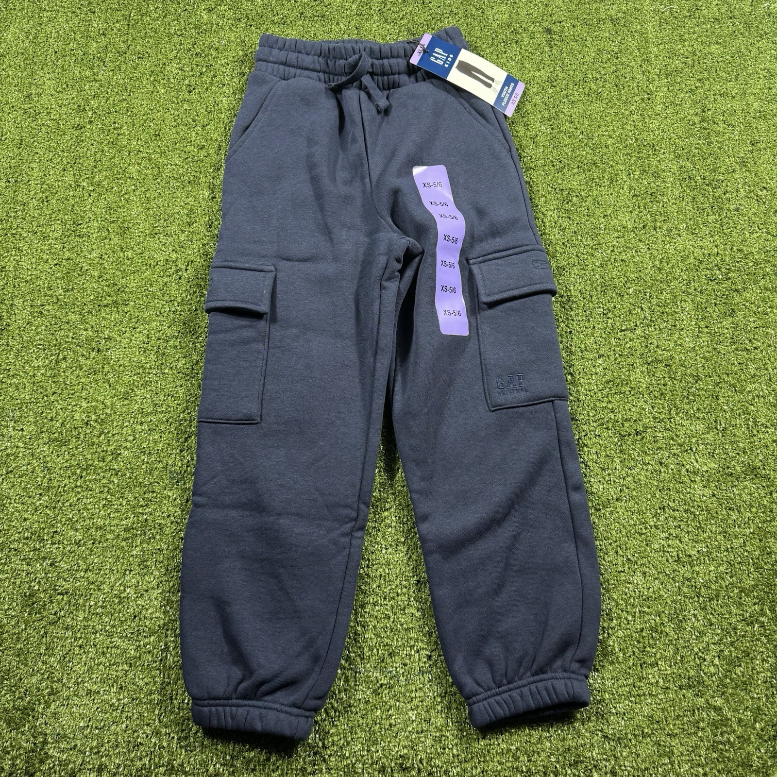 GAP Kids Youth Fleece Cargo Jogger Sweatpants Blue/Navy Size XS 5/6 NWT