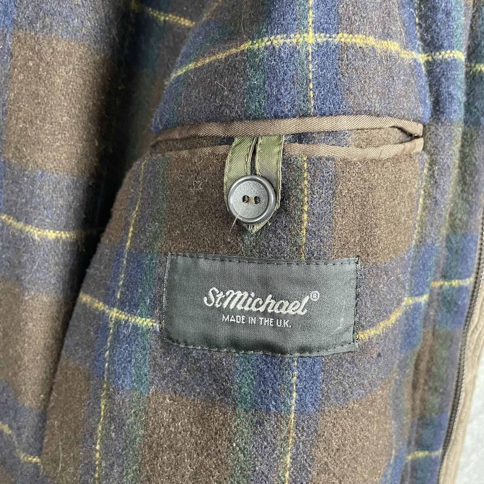 Vintage St Michael UK Coat Mens Large Brown Padded Outdoor Utility Jacket