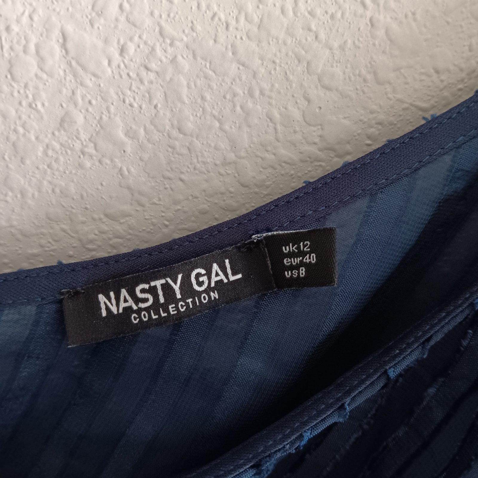 Nasty Gal Striped one shoulder Ruffle Denim blue Dress with Belt Sz 8
