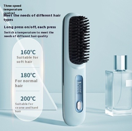 2 In 1 Straight Hair Comb Wireless Hair Straightener Brush Hair Fast Heating Por