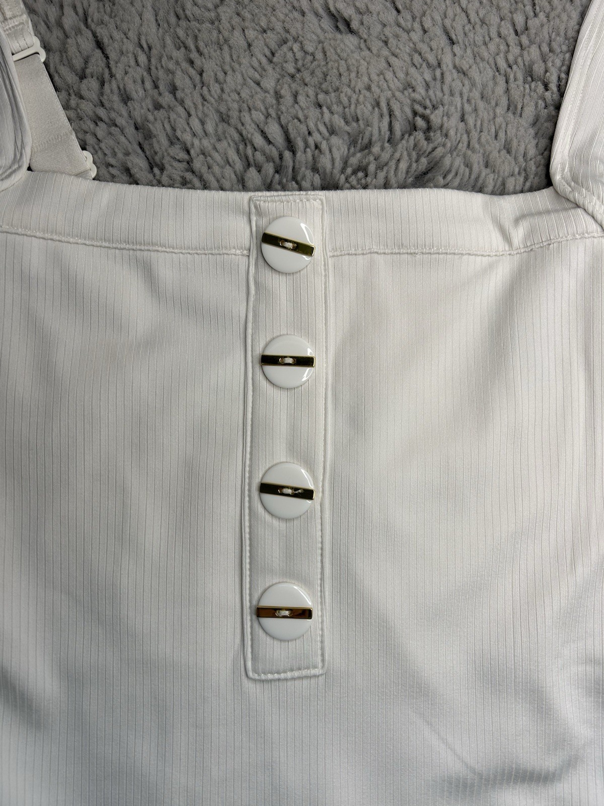 & other stories cream white button detail 1 piece swimsuit NWT NEW size 6 ladies