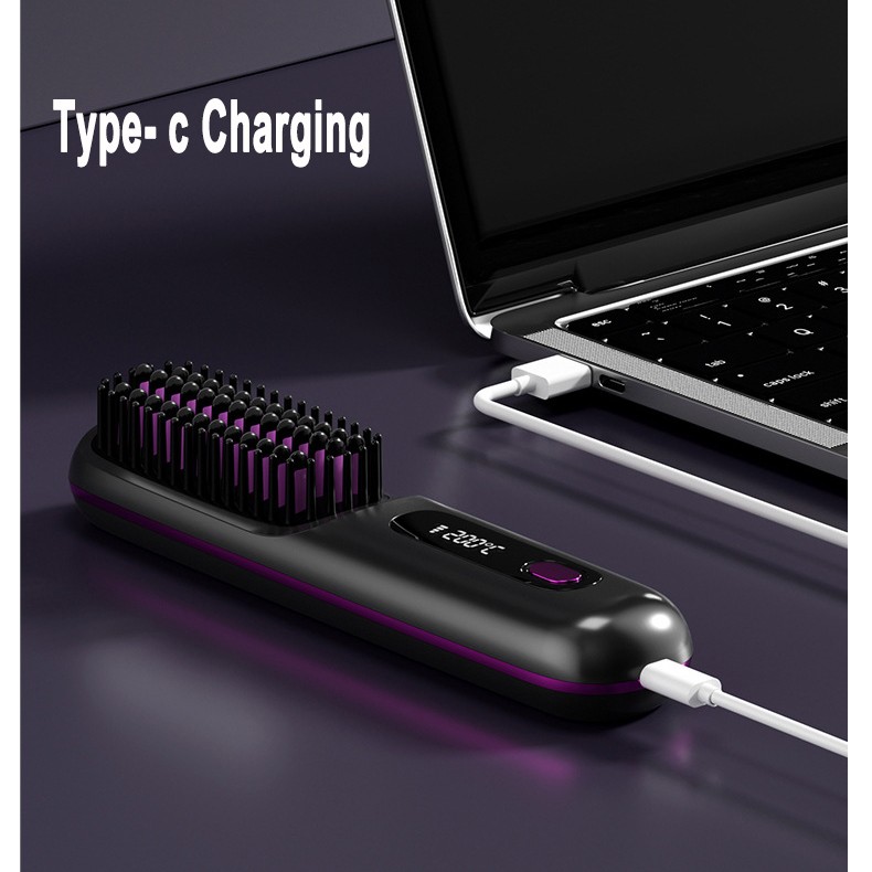 2 In 1 Straight Hair Comb Wireless Hair Straightener Brush Hair Fast Heating Por
