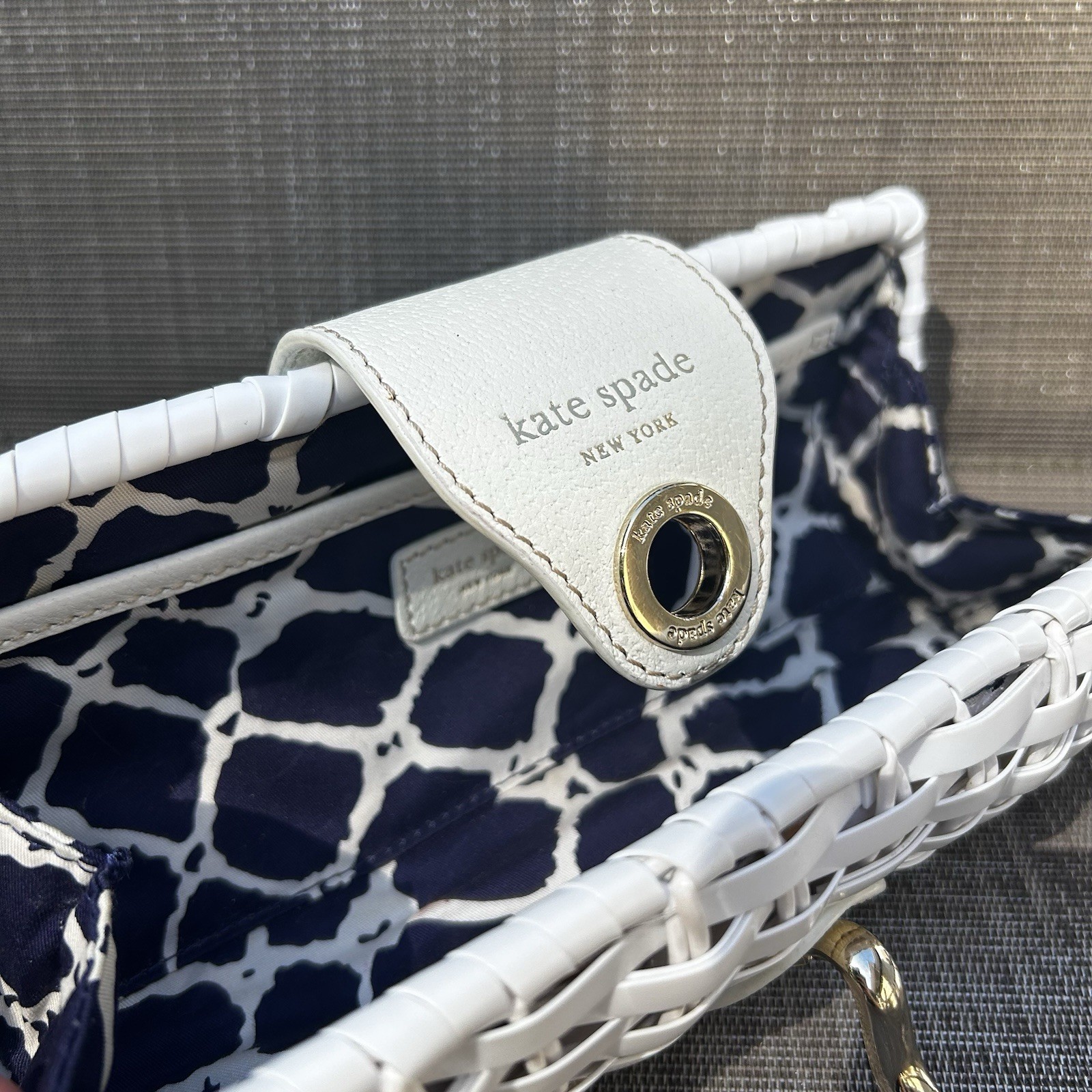 Kate Spade New York Woven White Clutch Bag Shoulder Authentic item from Japan