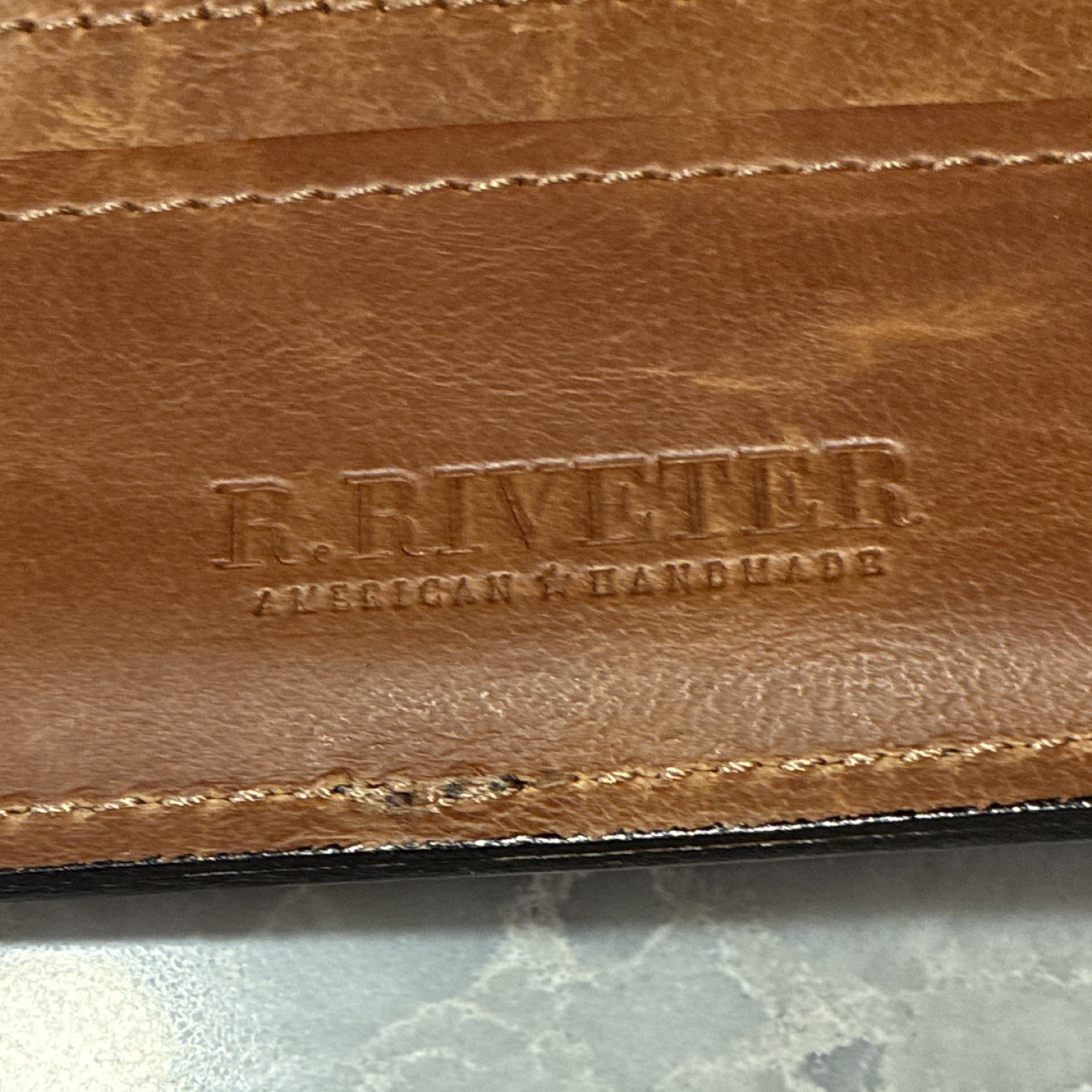 R. Riveter Handmade Black/Brown Folding Wallet Bifold Zip Coin Pocket Card Slots