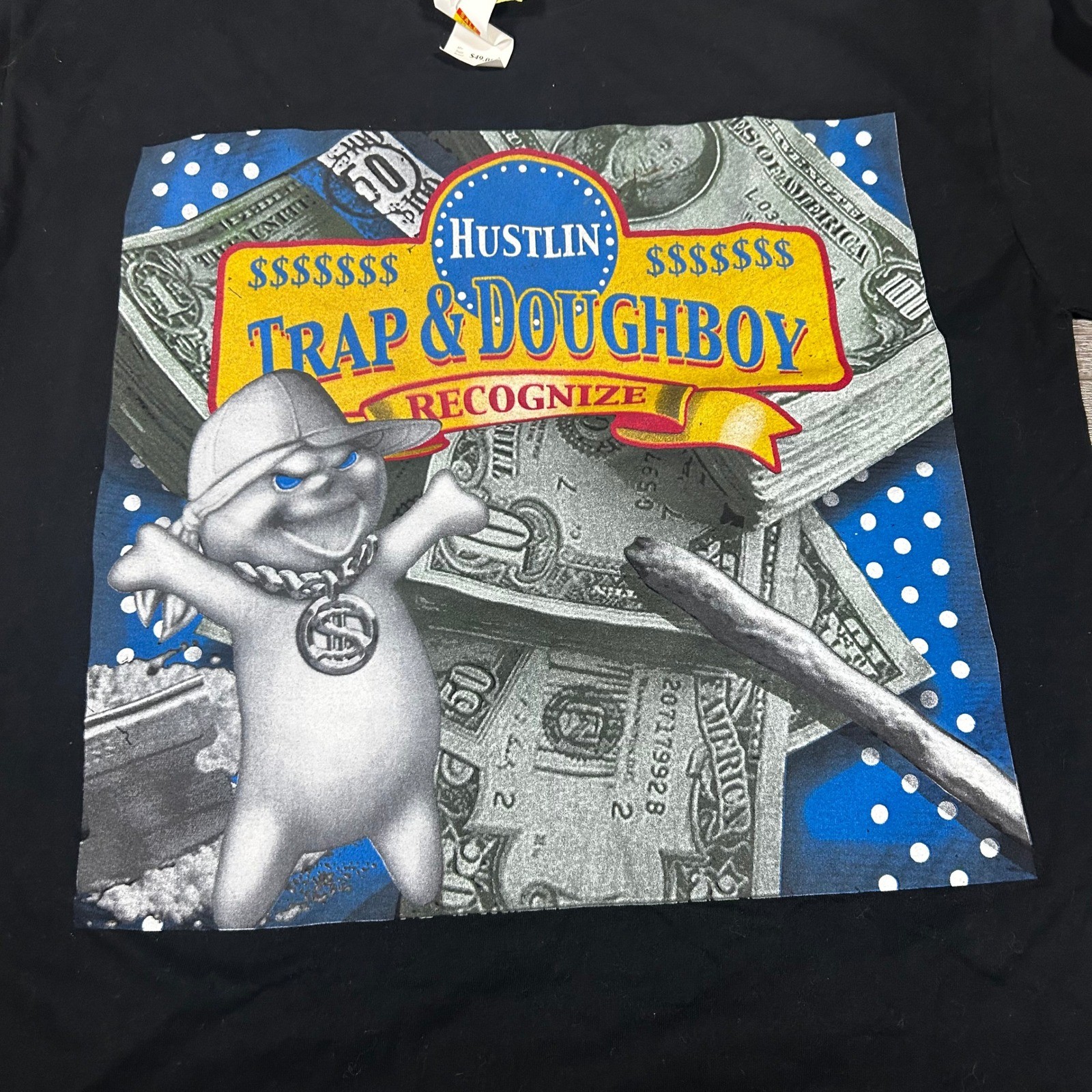 B-E-Z Clothing Co Trap & Doughboy Recognize Black Long Sleeve Graphic Tee XL NEW
