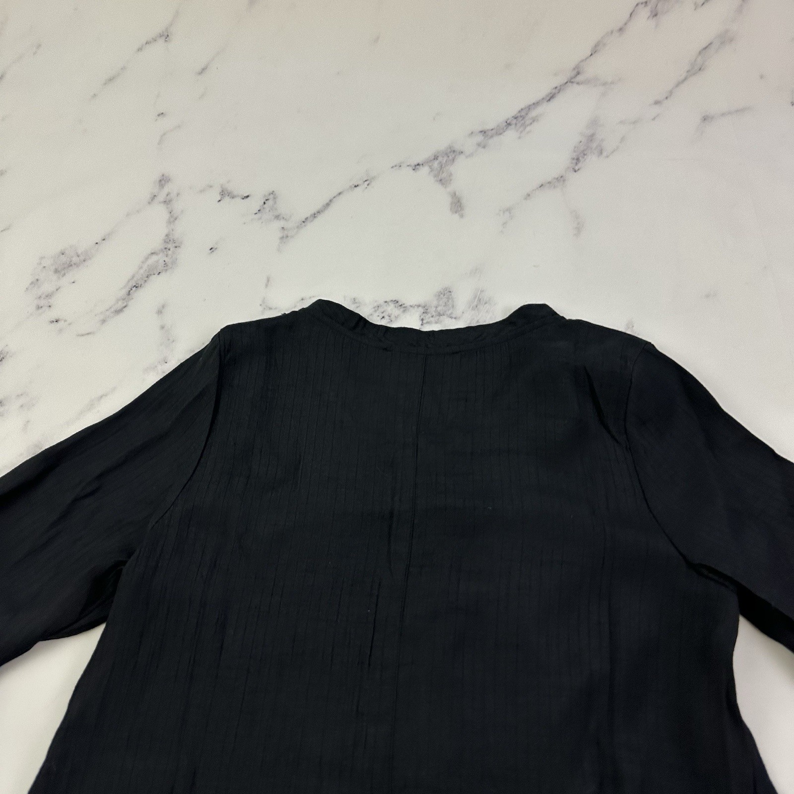 Pretty Angel Womens Tunic Top Size M Black Lace Trim Button Front 3/4 Sleeve