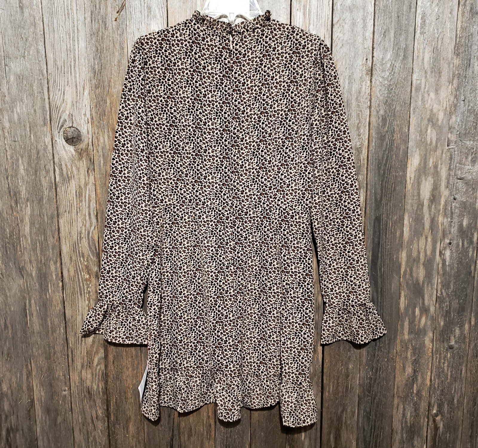 NEW Asos 10 Dress Animal Ruffle Mini Beige Black Boho Grunge Edgy Punk Indie Mod