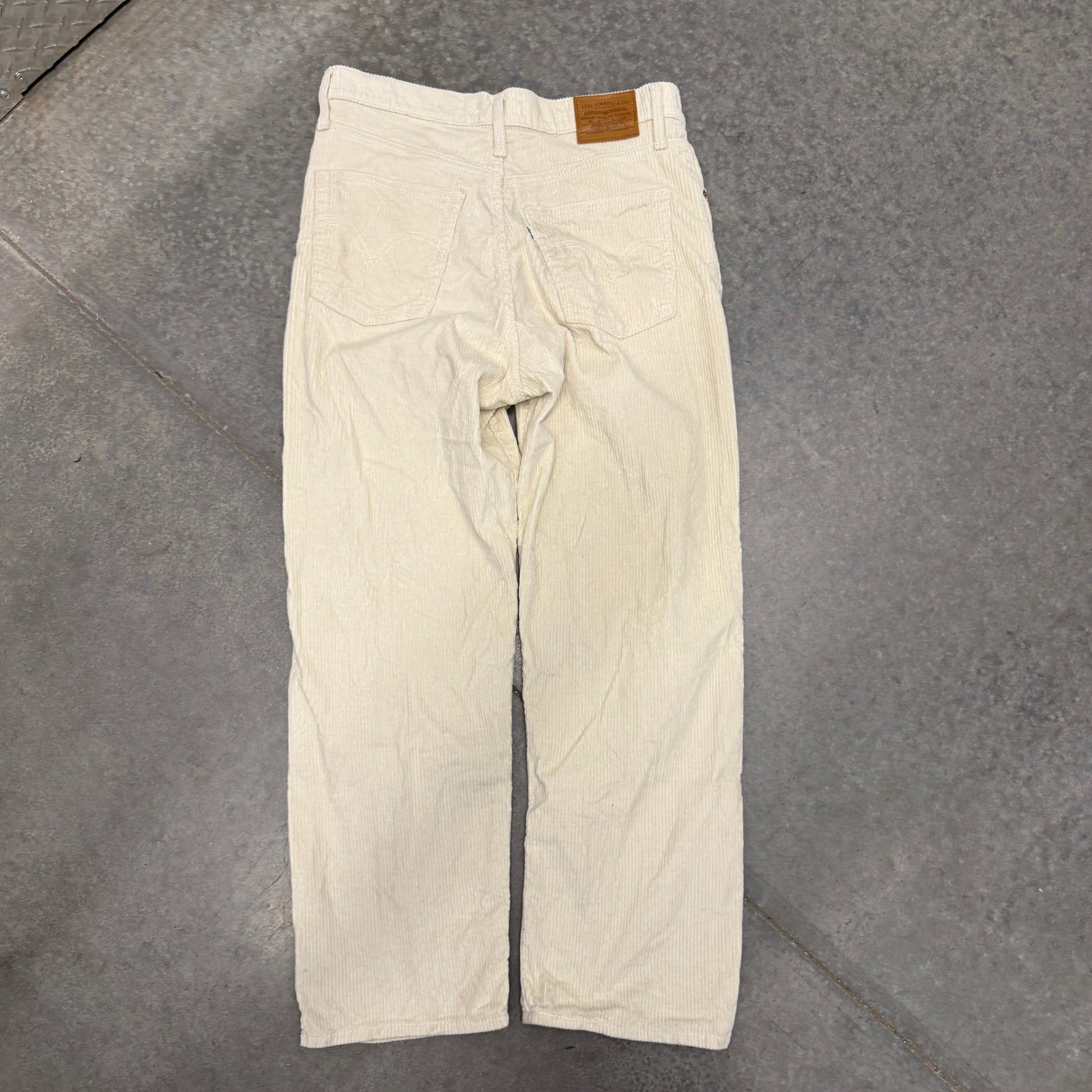 Big E Levis Premium Ribcage Straight Corduroy Pants Cream White 30 Button Fly