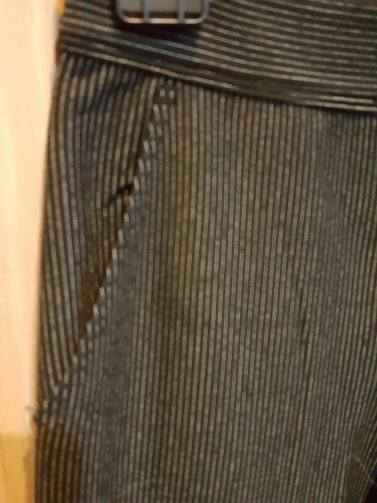 Sophie Max Studio 3B11A04 Black Pinstripe Stretch Rayon Flare Leg Pant w/Pockets