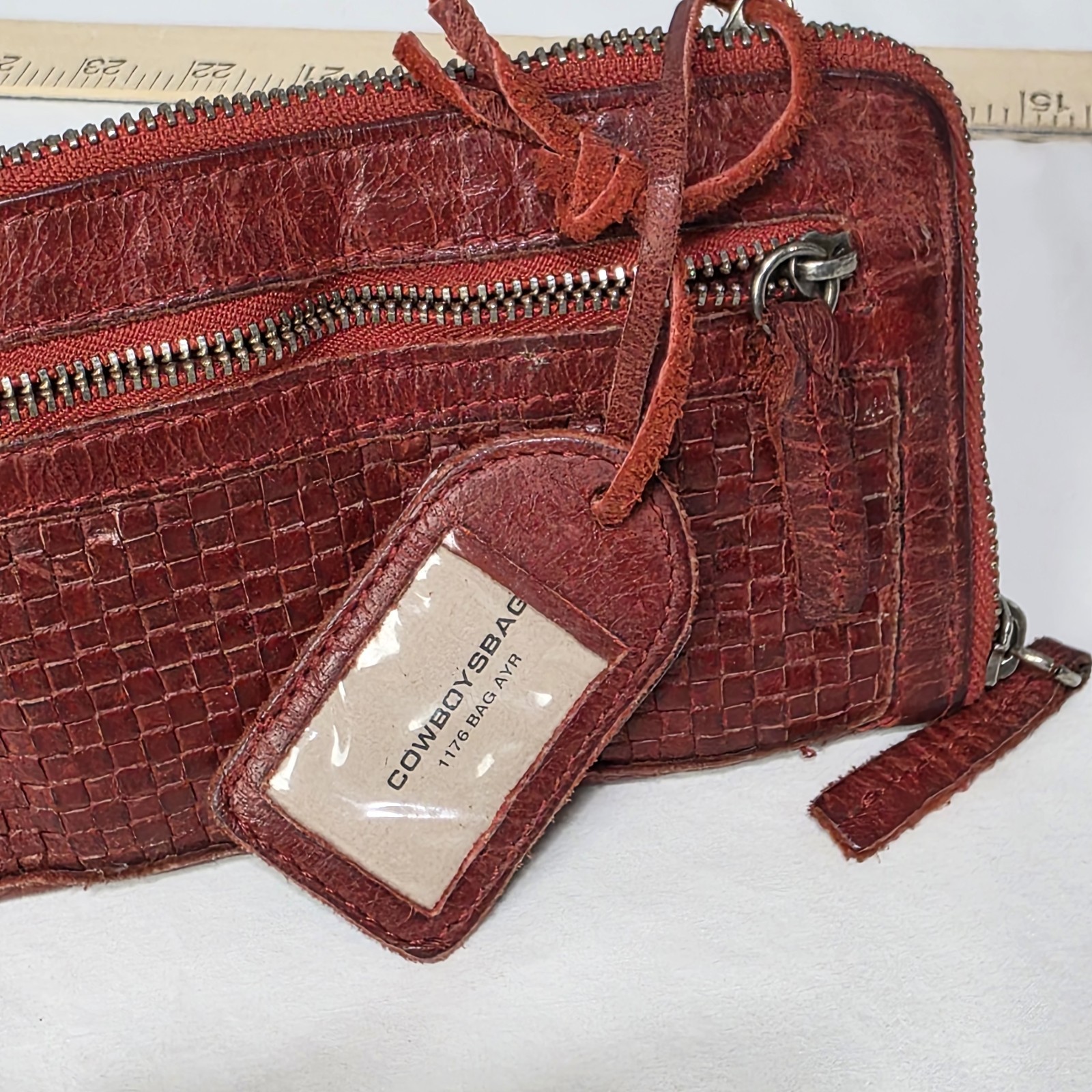 Cowboy Bags Wallet – Red Leather – Weave Pattern Western Style