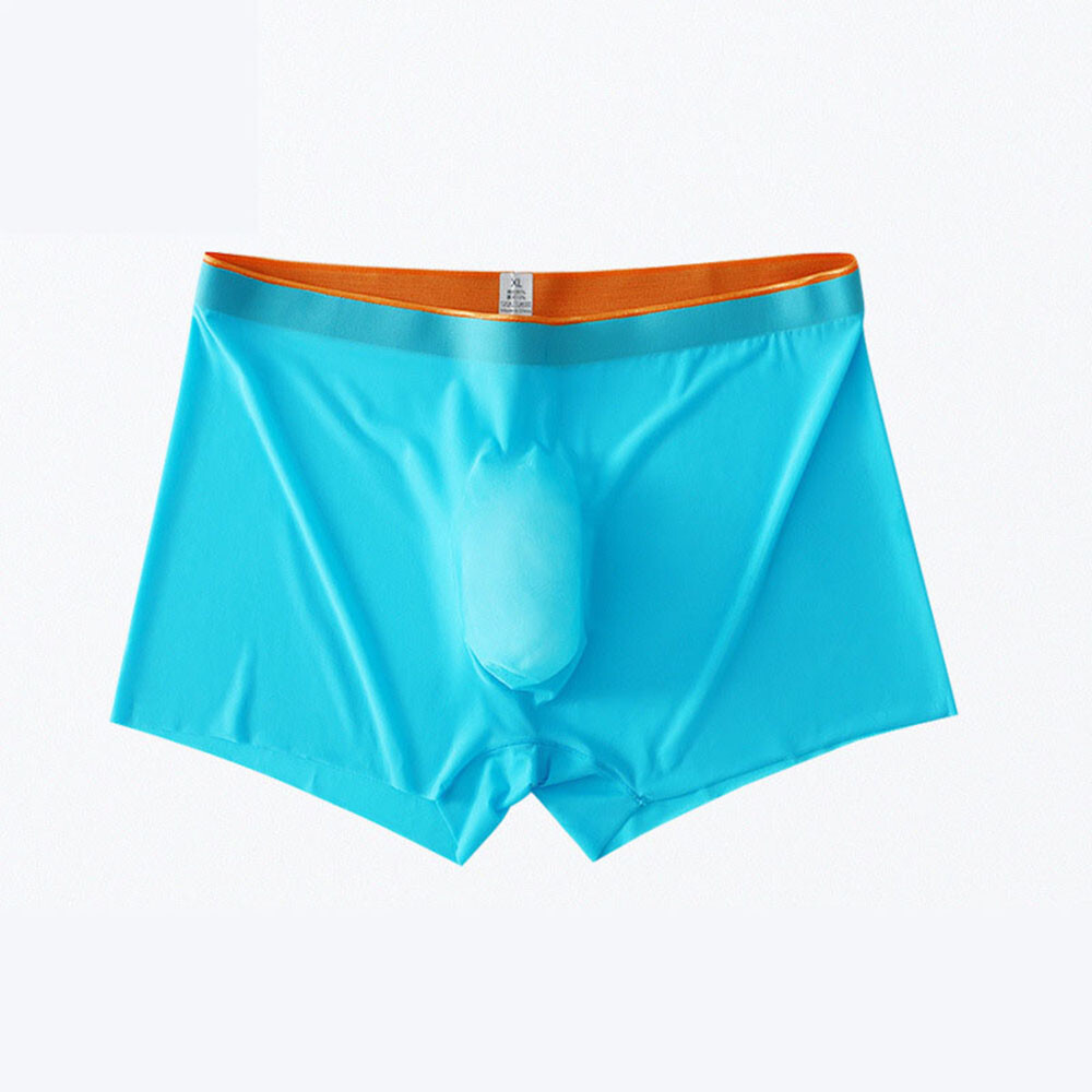 Men’s Ice Silk Seamless Boxer Briefs Pouch Underwear Shorts Trunks Underpants
